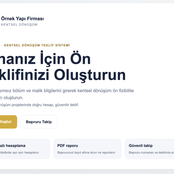 KDTS PRO KENTSEL DÖNÜŞÜM TEKLİF SİSTEMİ